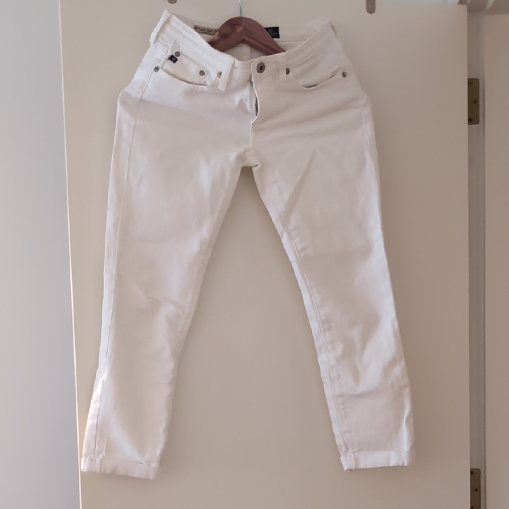 AG The Stevie Roll-up White Crop Jeans